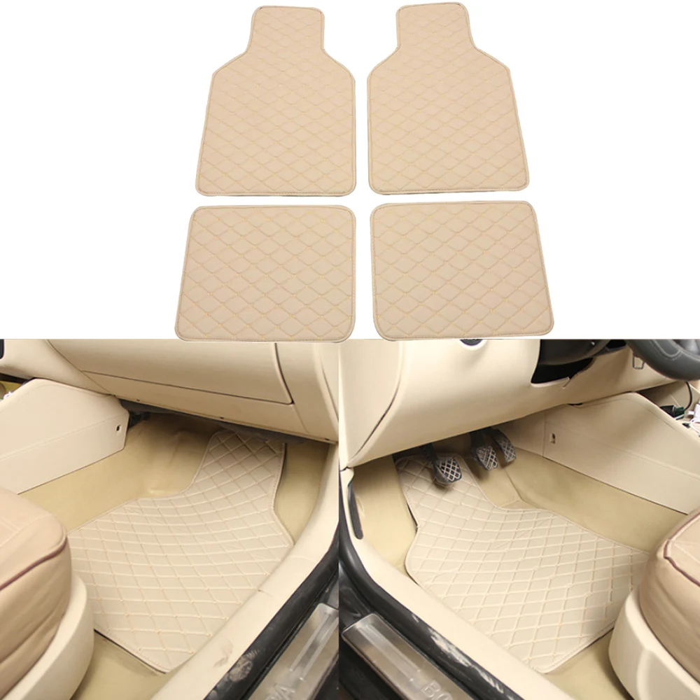 4pcs Universal Leather Car Floor Mat Car-styling Interior