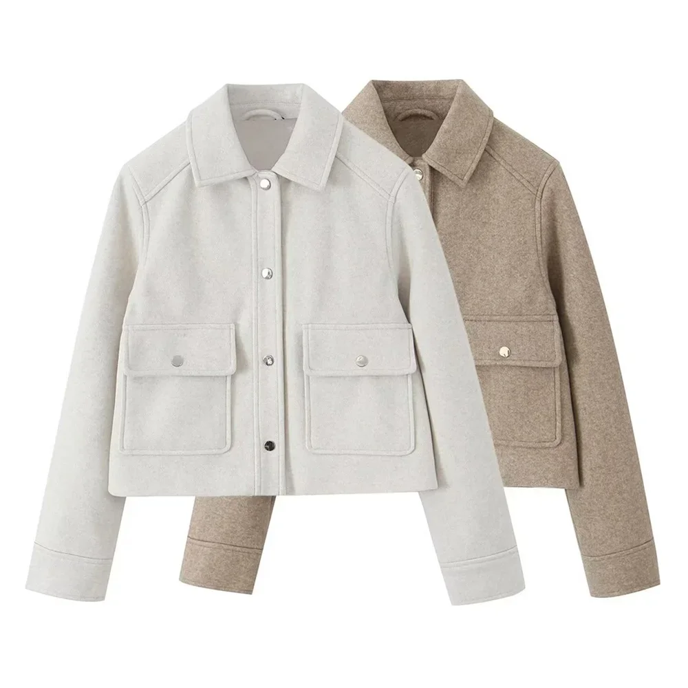 2024 Autumn New Women's Casual Polo Collar Long Sleeve Texture Fashion Versatile Jacket Coat