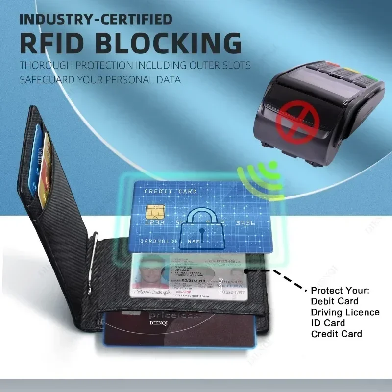 RFID 명함 지갑 남성용 카드 지갑 고급 신용카드 지갑 머니 클립 슬림 얇은 미니멀리스트 지갑 선물용