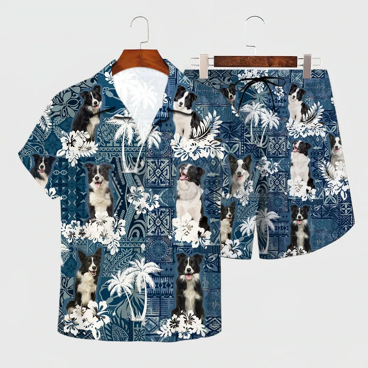 

Border Collie Hawaiian Set 3D All Over Printed Hawaii Shirt + Beach Shorts Men For Women Funny Dog Sunmmer Clothes