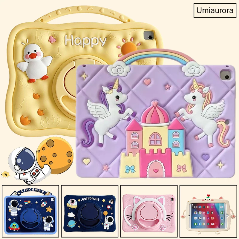 Kids Cartoon Tablet Case Stand - Silicone Protective Cover