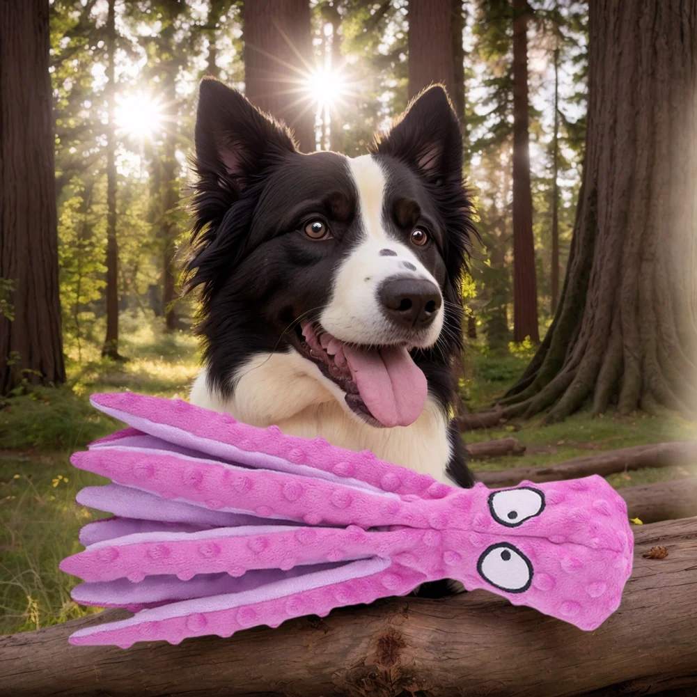 2Pcs Octopus Dog Toy No Stuffing Intelligent Dogs Chew Toys Bite Resist Squeaky Plush Puzzle Toy for Small Medium Dogs