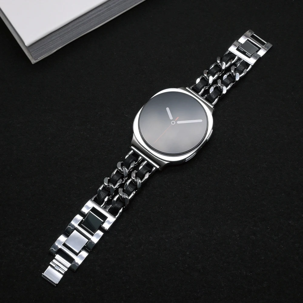 Luxury Stainless Steel and Leather Bracelet Wristband - Premium Metal Strap