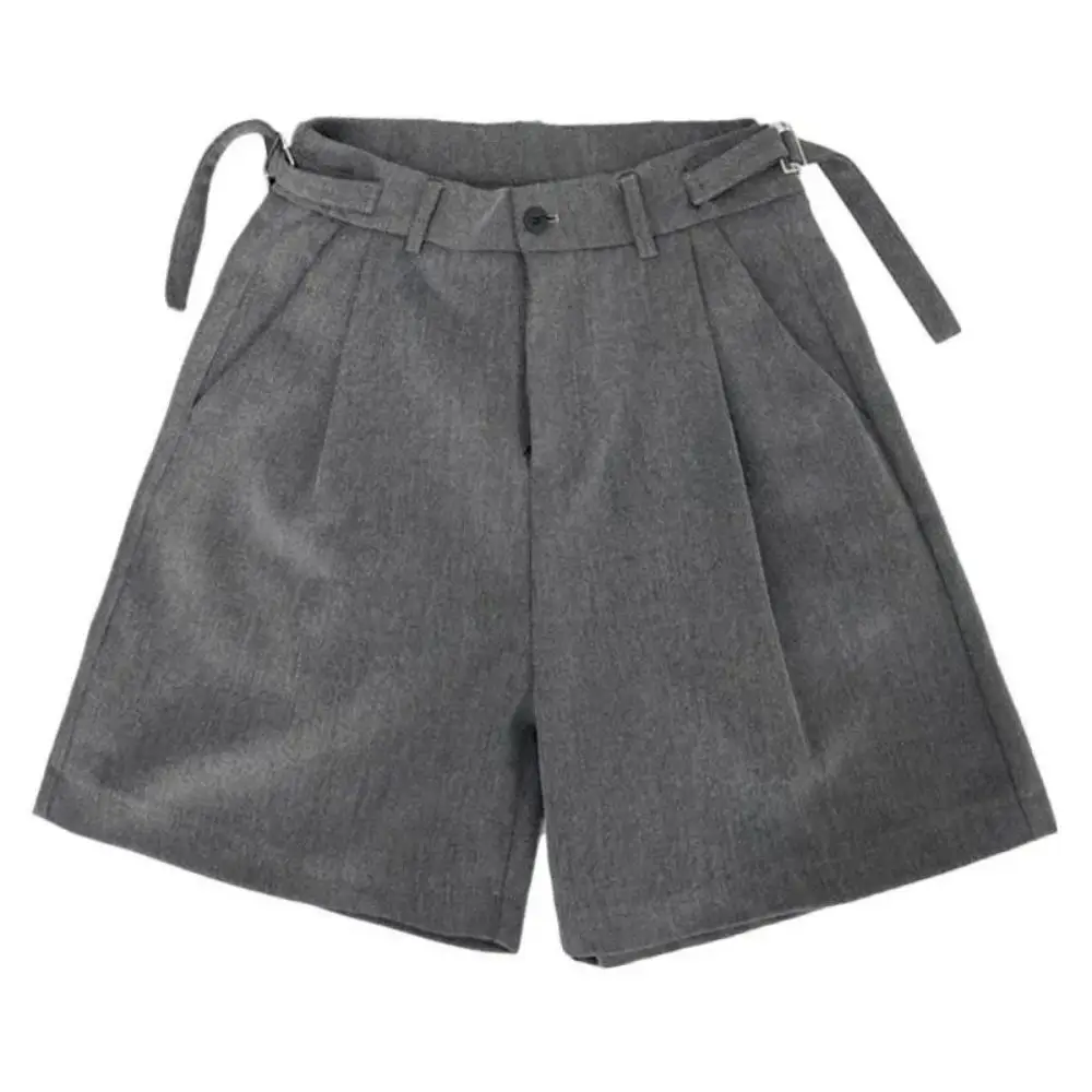 Fashion Casual Shorts Men Summer Korean Chic Wide Leg Trousers Male Knee-length Sashes Draped Loose Retro Popular High Street 6
