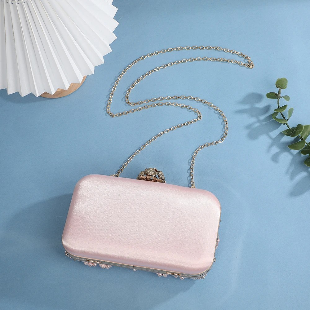 جديد مصمم هدية حفل زفاف حقيبة الوردي المطرزة حجر ا...