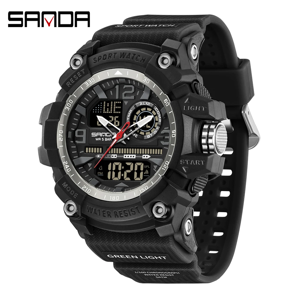 Men's Large Dial Multi-Functional Outdoor Waterproof Sports Watch