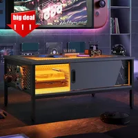 Top Rated 42 inch led coffee table with storage, modern coffee table with display for living room, black living room center tabl