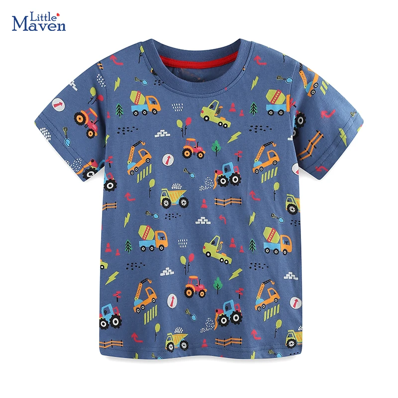 Little Maven Kinderkleidung 2026 Neue Sommer-T-Shirts mit Cartoon-Baggern für Teenager, Baby-Jungen, Oberteile, T-Shirts, Kinderkleidung, T-Shirts