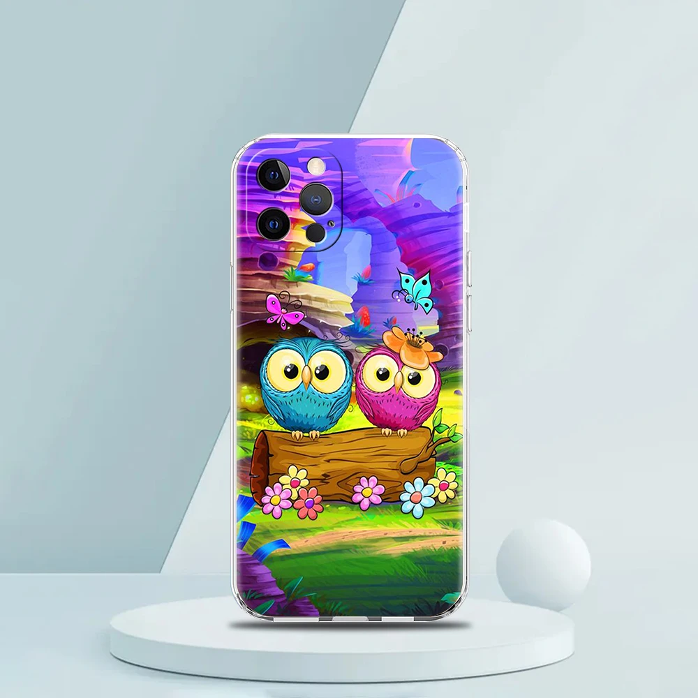 Charming Cartoon Owl Transparent Soft Phone Case
