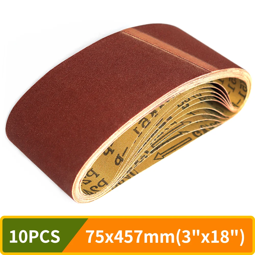 10PCS75x457mmSandingBelts3x18AbrasiveBandsGrit401000