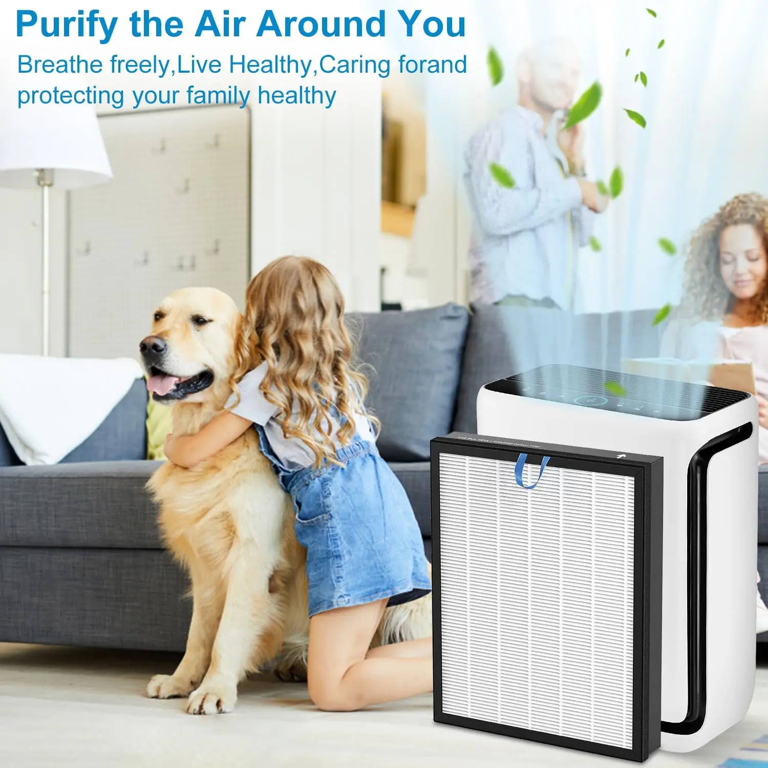 Filtre HEPA inséré dans le purificateur LEVOIT Vital 200S, prêt à être utilisé.