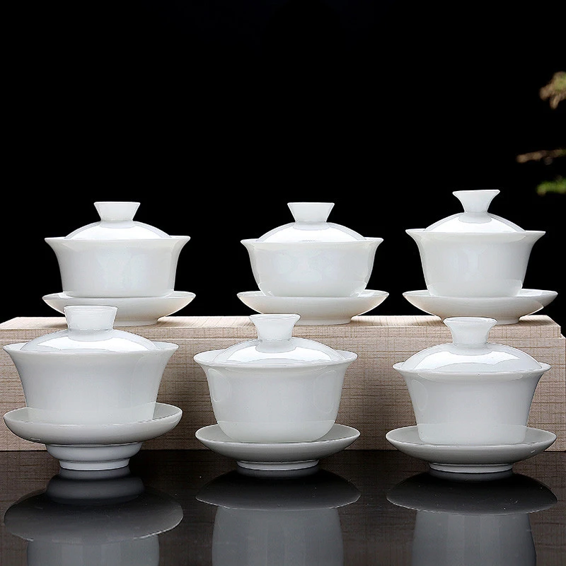 Porcelain Tea Set Sancai Bowl Cover Bowl Tea Maker Large Teacup Gaiwan Respect Bowl tea set