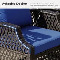 3 Piece Outdoor Swivel Chair Set, Wicker Patio Bistro Set with Thickened 25D Cushions and Glass Coffee Table, Patio Furniture C 3