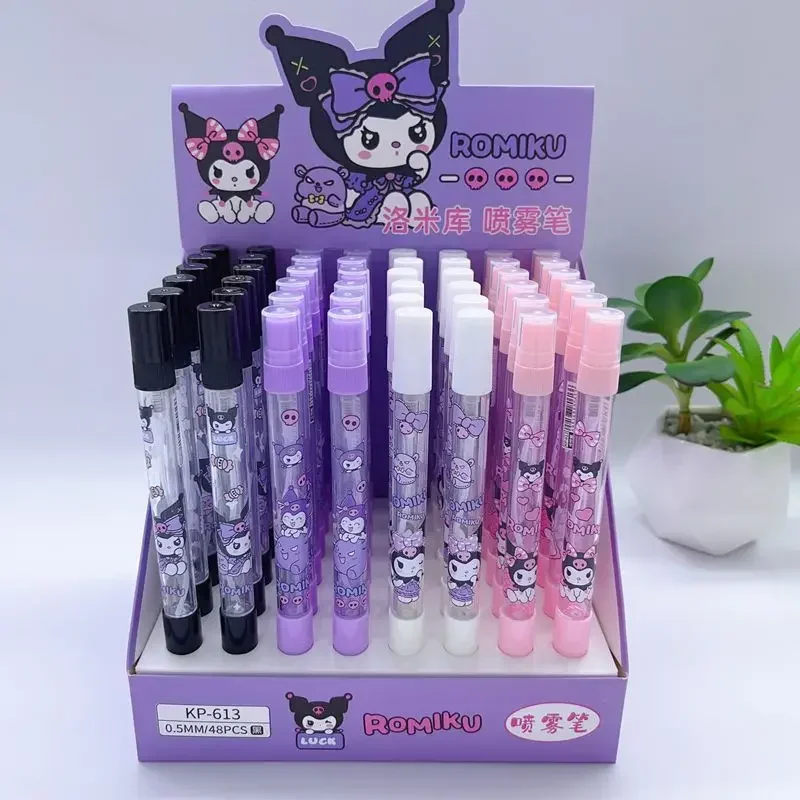

Ручка гелевая Sanrio 24/48 шт., многофункциональная спрей с рисунком Hello Kitty Kuromi, с наполнением водой, канцелярские принадлежности