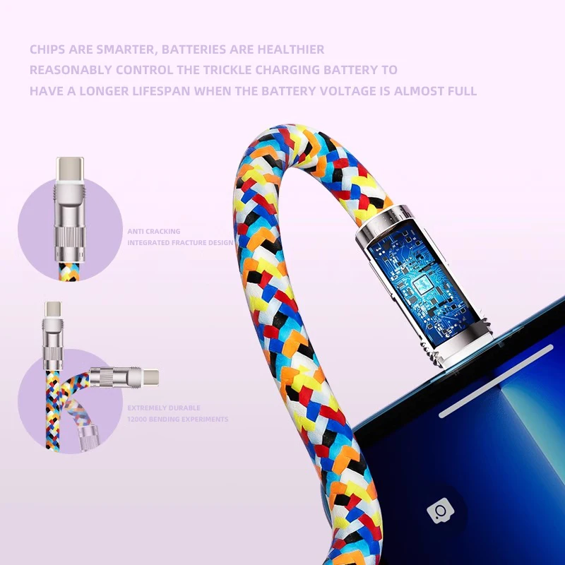 2-in-1 Dual Type C PD 60W Lanyard Data Cable Quick Charging Multifunction Mobile phone Portable Charger Cord For iPhone Samsung