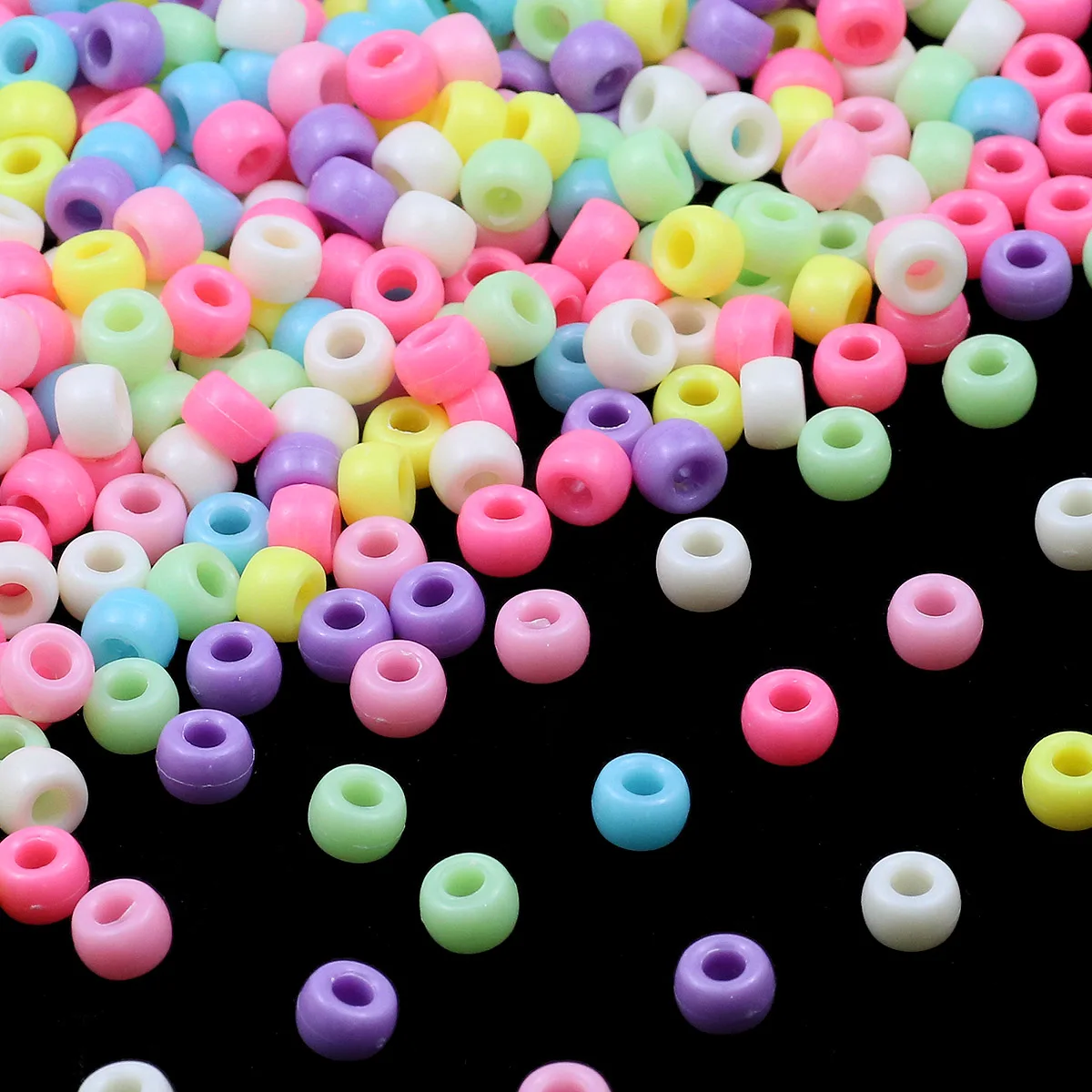 Multi-colored Large Hole Pony Beads Plastic Beads 200-1200Pcs For Bracelets Making DIY Crafts Jewelry Key Chains And Decorations