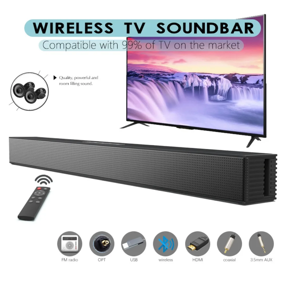 

Wireless Bluetooth Sound Bar Speaker, Wired Surround Stereo, Home Theater, TV Projector System, Super Power Time limited