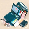 Genuine Leather Wallets for Women Red Money Purses Zipper RFID Short Female Small Card Holder Coin Purse Trifold Bifold Wallet 4