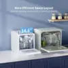 Portable Countertop Dishwasher with 5L Water Tank, Mini Dishwasher with 14.6” Ultra-Narrow Design, 9 Programs, 24H White 2