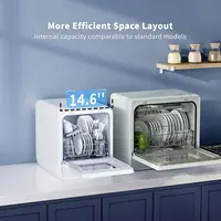 Portable Countertop Dishwasher with 5L Water Tank, Mini Dishwasher with 14.6” Ultra-Narrow Design, 9 Programs, 24H White 2
