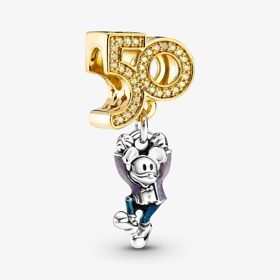 Disney Parks Mickey Mouse 50Th Anniversary Ciondola Charm Fit Original Pandora Charm Bracciali Ciondolo Gioielli Berloque
