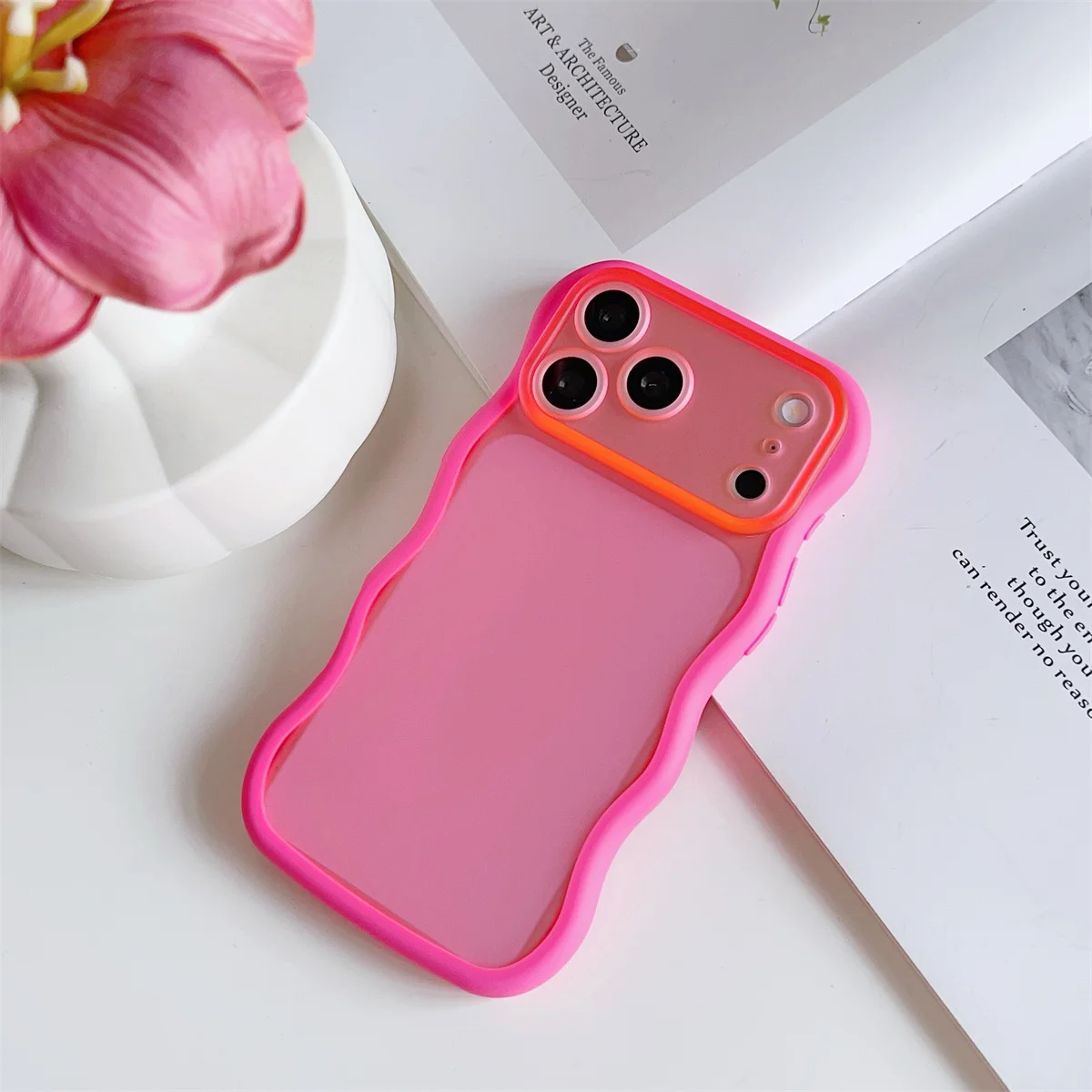 Enhanced Shockproof Transparent Wave Mobile Phone Case with Anti-Loss Protection