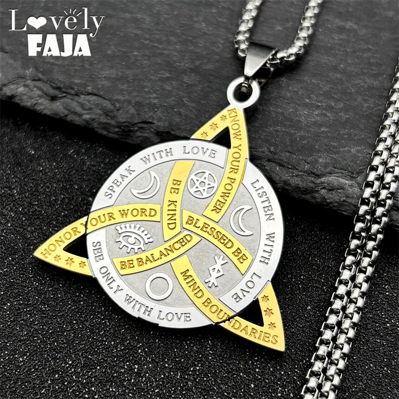 Vintage irische keltische Drei faltig keit Knoten Anhänger Halskette Frauen Männer Edelstahl Silber Farbe Hexerei Amulett Kette Schmuck