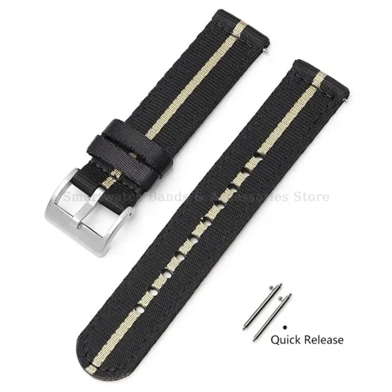 Premium Woven Nylon Watch Band with Quick Release and Stainless Steel Buckle