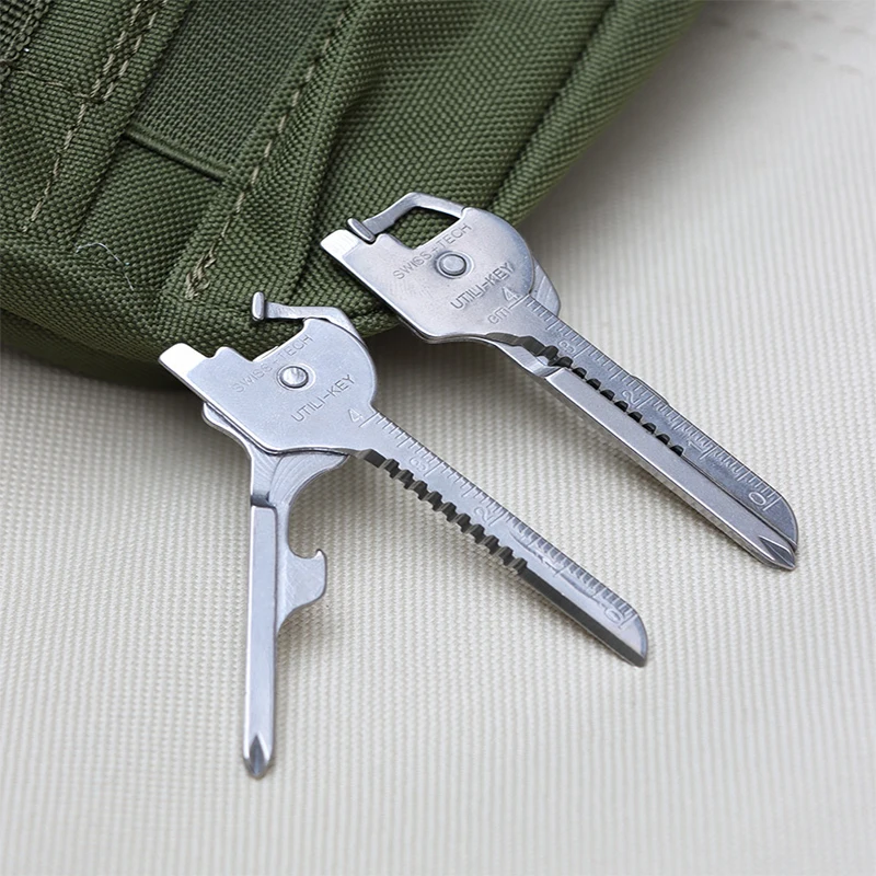 1PC Multi Function Folding Tool Keychain Opener Screwdriver EDC 6 In 1 Utility Outdoor Survival Rescue Pocket Plier KeyRing Tool