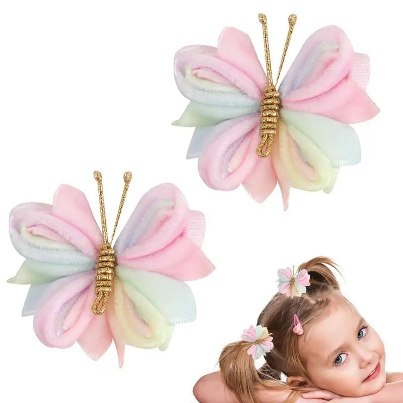 

Kids Butterflies Hair Clips 2pcs Hair Accessories Butterflies Barrettes Anti Slip Lightweight Elegant Butterflies Clips For