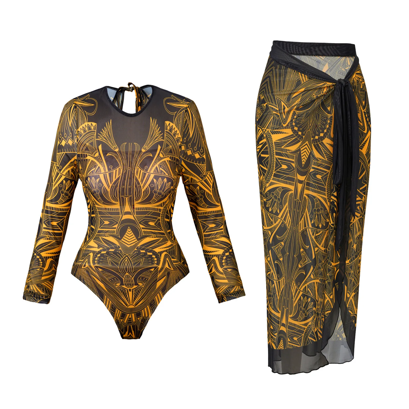 الروسية المرأة قطعة واحدة ملابس السباحة بيكيني الحماية من الشمس مجموعة مثير ضيق عارية الذراعين ملابس السباحة البوليستر دنة النسيج كم طويل