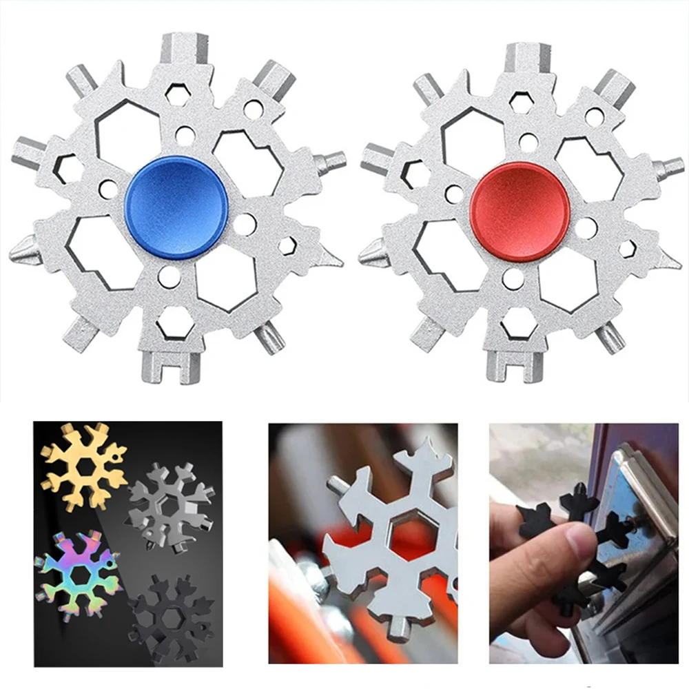 

22 In 1 Snowflake Snow Wrench Tool Spanner Hex Wrench Multifunction Camping Outdoor Survive Tools Bottle Opener Screwdriver