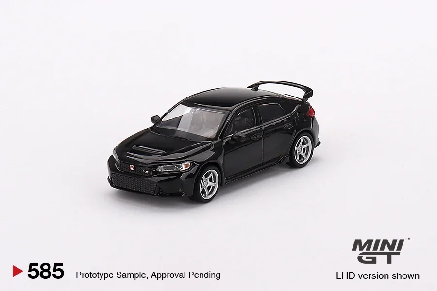 Minigt 1/64 Honda Civic Type R Crystal Black Pearl 2023 W/ Advan Gt Wheel Car Alloy Vehicle Diecast Metal Model Kids Toys Boys