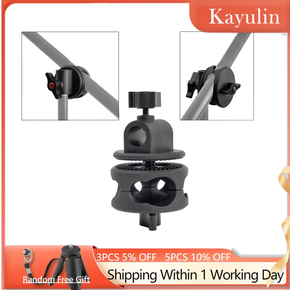 Kayulin cabezal de agarre giratorio, abrazadera de rueda de montaje en ángulo de inclinación, soporte de conector para estudio fotográfico, brazo de brazo Reflector