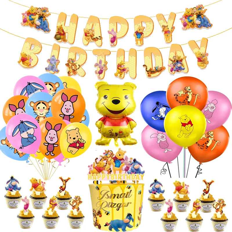 Disney Winnie The Pooh Tigger Decorazione Di Compleanno Cartoon Latex Foil Balloon Set Kids Party Decor Cake Topper Forniture Per La Tavola