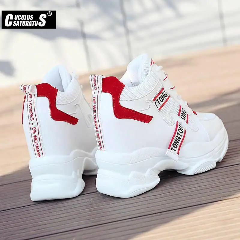 High Flat Platform 9cm Height Increasing Casual Shoes Woman Spring Hidden Wedge Sneakers Female Vulcanize Shoes women shoes casual sneakers women sneakers