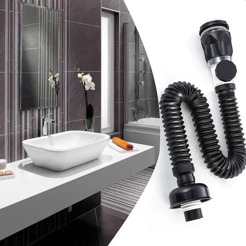 Kitchen Sink Drain Pipe Flexible Stretchable Deodorant Strainer Pipeline Durable Bathroom Washbasin Anti Blockage Accessories 3