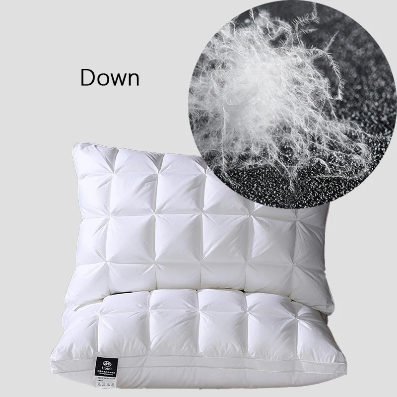 Goose Down Feather Pillow 100% Cotton Frosted Thickened Cervical Pillow Five-star Hotel Sleep Pillow Feather Pillow  1pc 5