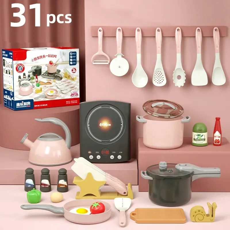 Toy Kitchen for Kids Cooking Utensils Children's Pretend Play