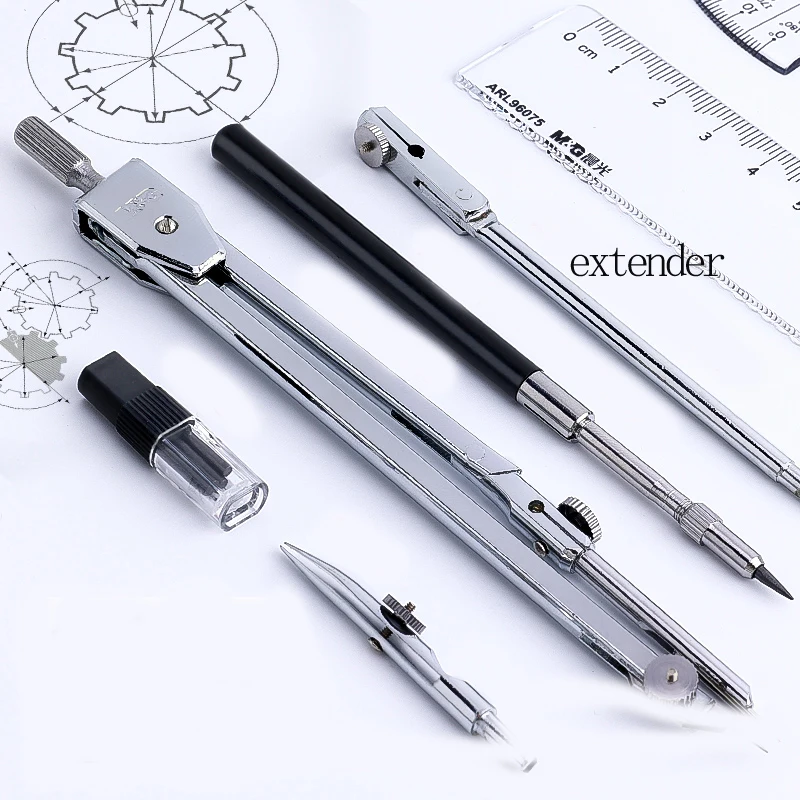 Metal Compass Set M&G Drawing with Replacement Pencil Leads for Student Exams 2-Piece Set / 4-Piece / 5-Piece