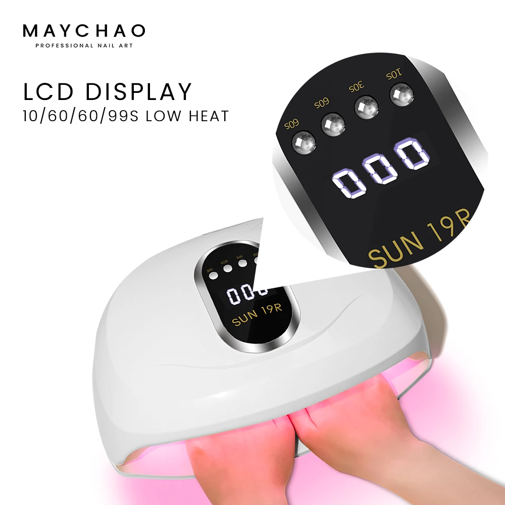 MAYCHAO 72W 57LED Lights Nail Dryer Red Light Fast Drying LED Two Hand Big Lamp Nail Lamp Gel Polish Dryer Timer Smart Nail Tool 5