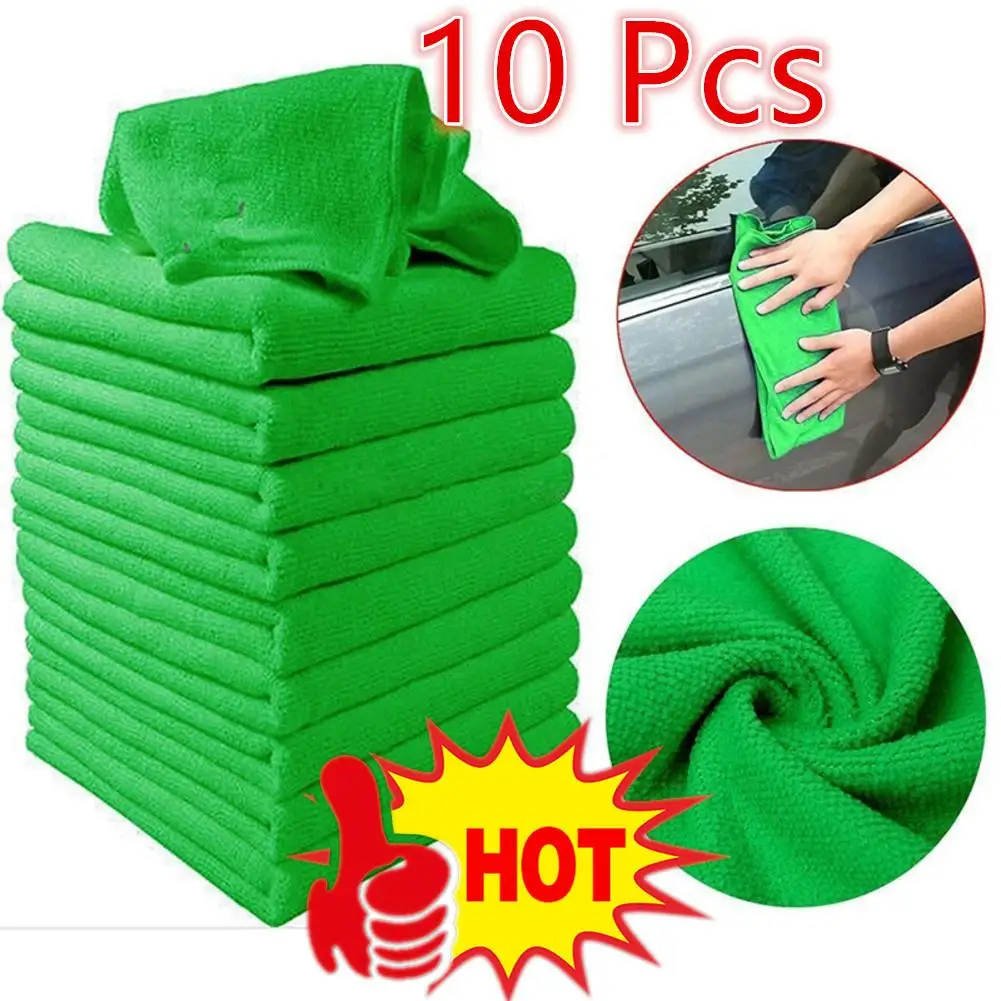 

10pcs Microfiber Cleaning Cloths Car Wash Drying Towels Household Cleaning Cloths Auto Detailing Polishing Cloth Home Clean Tool