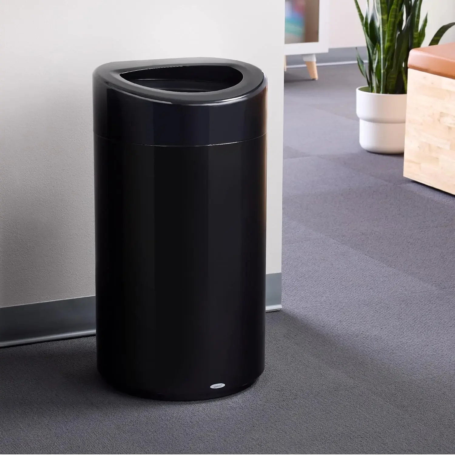 Modern Trash Can, Durable, Puncture-Resistant Stainless Steel, 14 Gallon, Black