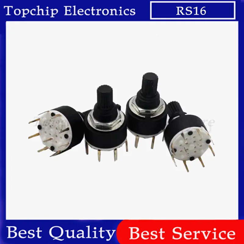 5pcs RS16 Plastic 16MM Rotary Band Switch 2 Pole 3 4 Position 1 Pole 5 6 8 Position Handle Length 15MM Axis Band Switch