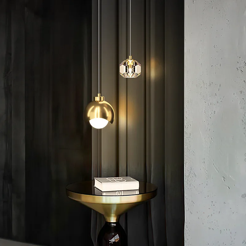 bedside small Glass ball pendant light luxury villa hotel living room chandelier modern creative chandeliers bedroom lamp