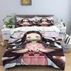 3D Nezuko Kamado Bedding Set Anime Demon Slayer Duvet Cover Comforter Bed Single Twin Full Queen Size  Youth Kids Girl Boys Gift 2
