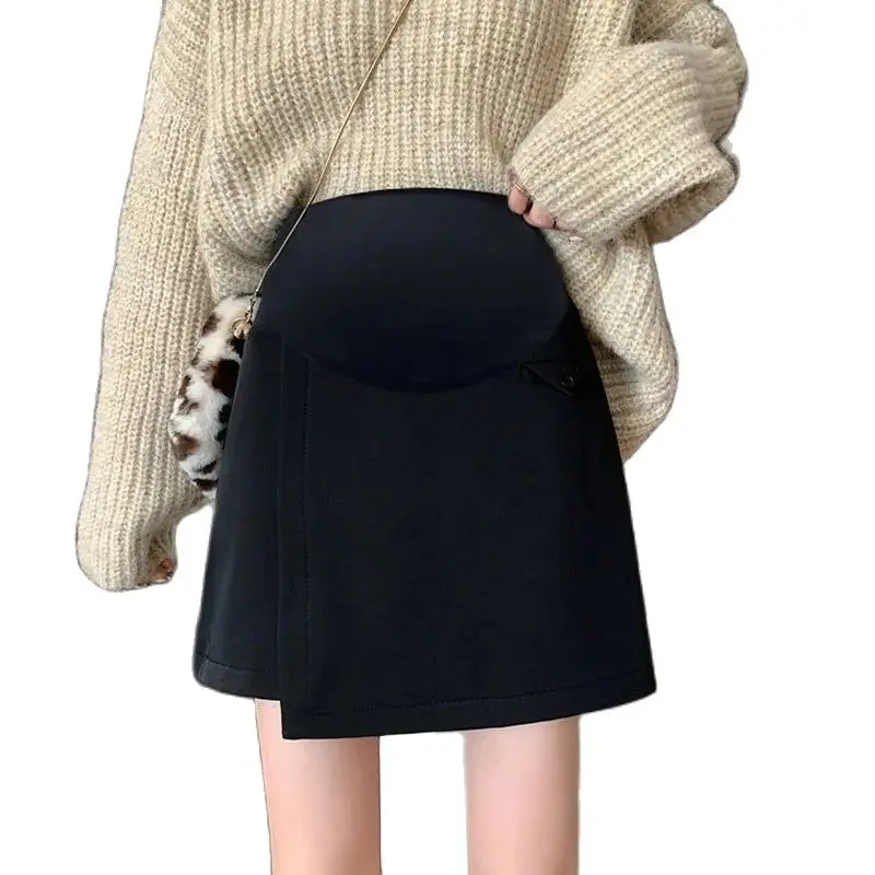 Pregnant Woman A-Line Skirts Summer Fashion Pregnancy Clothes High Waist Side Split Office Lady Elegant Pencil Skirts