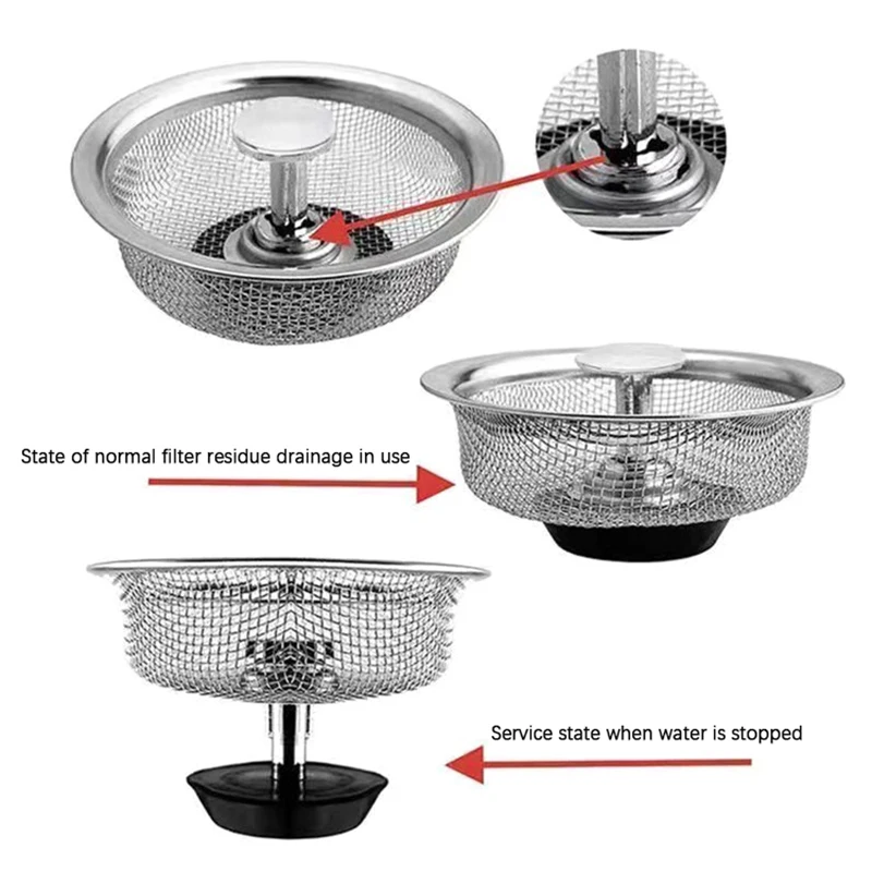 Kitchen Sink Filter 1PCS Stainless Steel Mesh Sink Strainer Filter Bathroom Strainer Drain Hole Trap Waste Screen