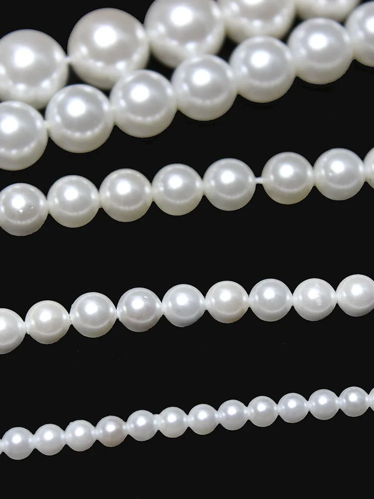 Natural White A+ Shell Pearl Loose Round Spacer Beads For Jewelry Making DIY Bracelet Necklace Accessories 15'' 6/8/10/12mm