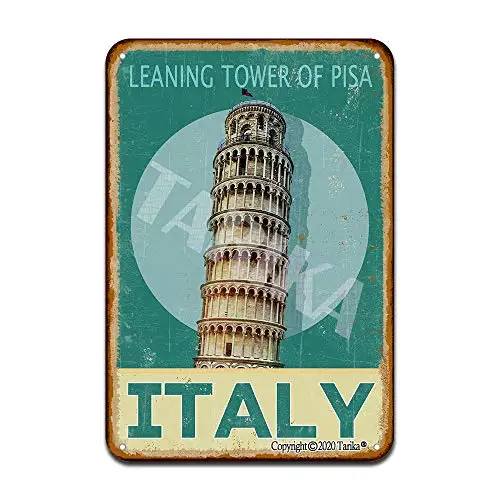 

Italyleaning Tower of Pisa Iron Poster Painting Tin Sign Vintage Wall Decor for Cafe Bar Pub Home Beer Decoration Crafts